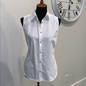 Crisp White Columbia Sleeveless Blouse Top Fishing